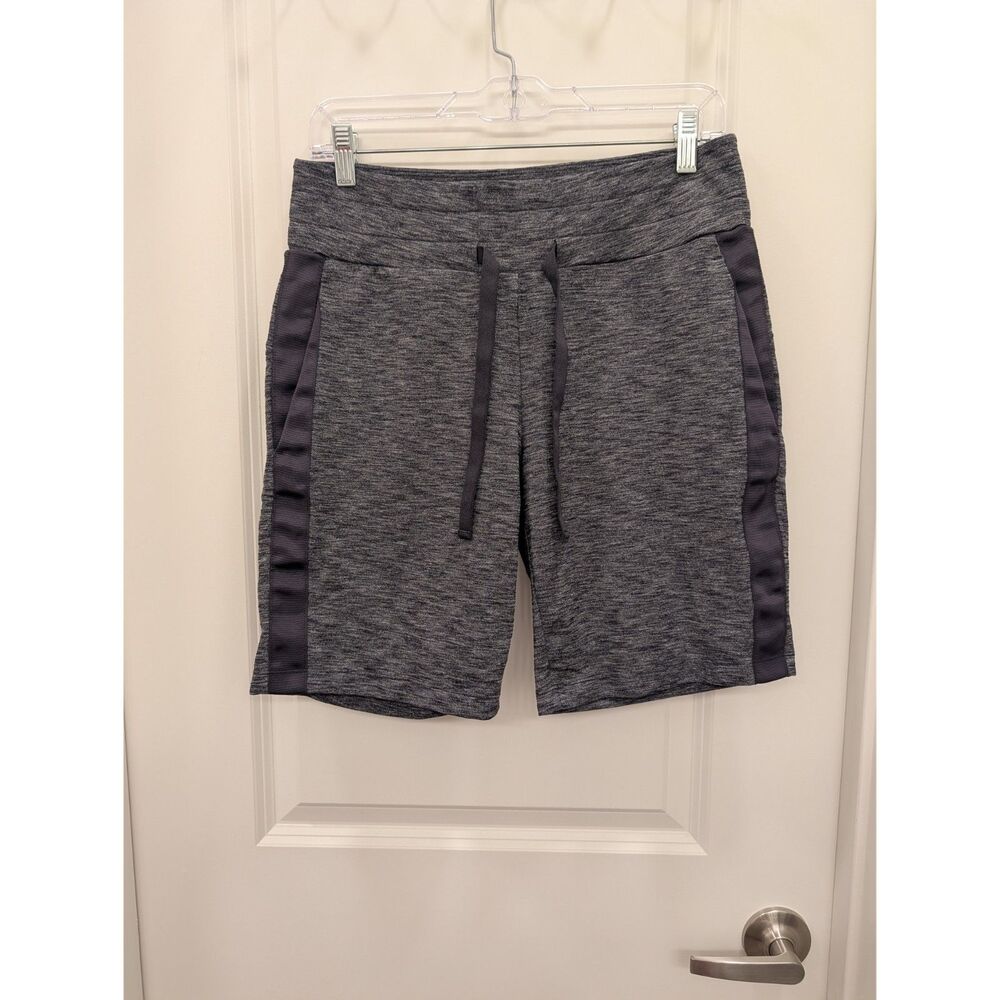 Athleta Womens Small Gray Heather Drawstring Mesh Trim Bermuda Lounge Shorts S